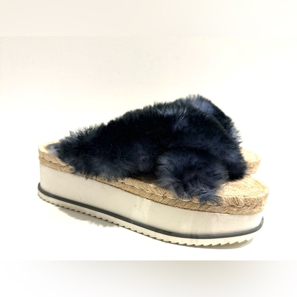 Zara  Faux Fur Platform Espadrilles Slides 39 - Picture 3 of 11